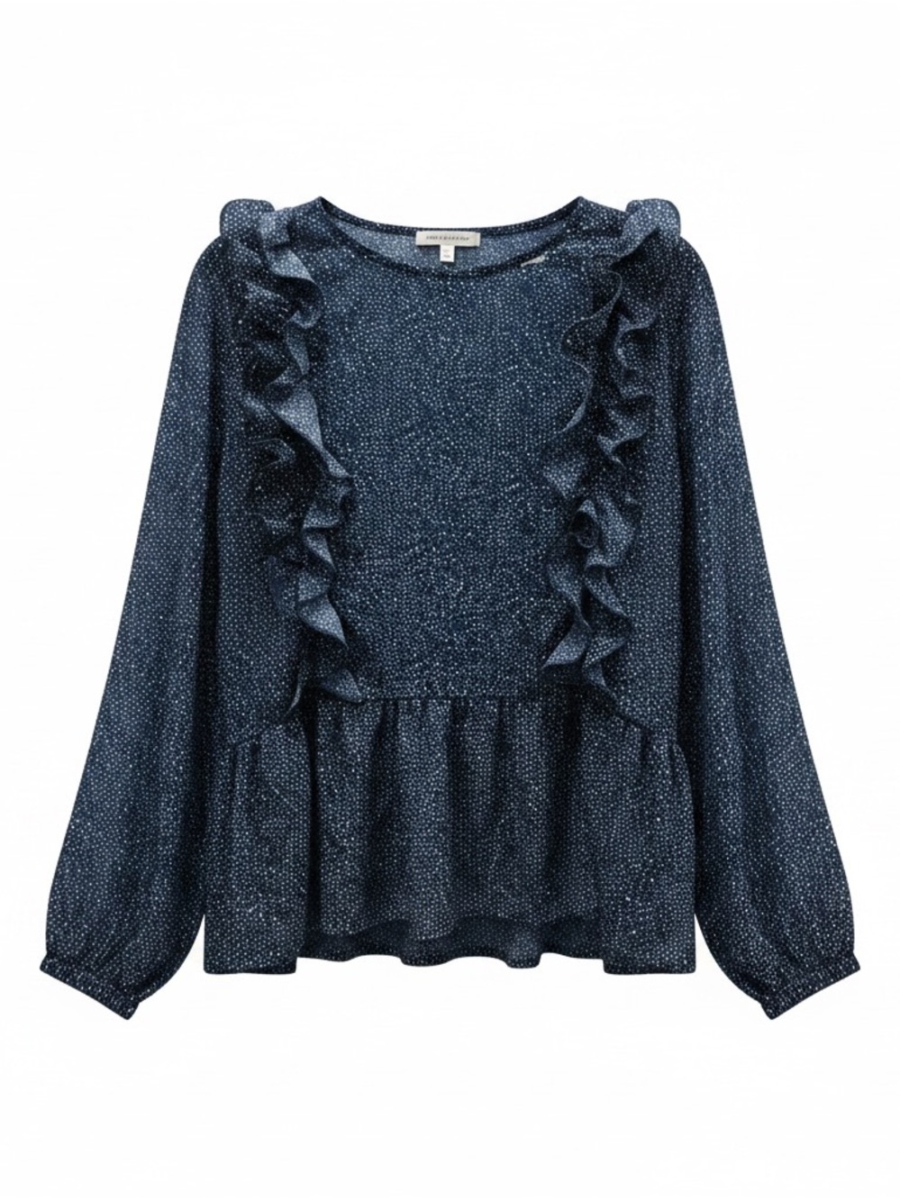 H&M Navy Ruffle Peplum Blouse | Size 8 - Picture 2 of 4